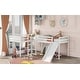 preview thumbnail 4 of 16, Solid Pine Wood Twin Size L-Shaped Loft Bed with Ladders and Slide