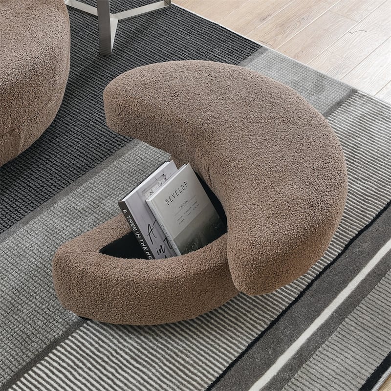 39"W Oversized Swivel Chair with Moon Storage Ottoman for Living Room