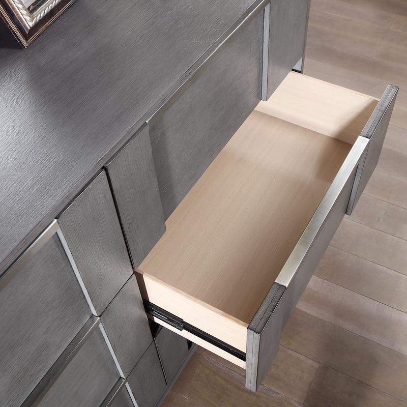 Furniture of America Tona Contemporary Grey Wood 2-Piece 6-Drawer Dresser and Mirror Set