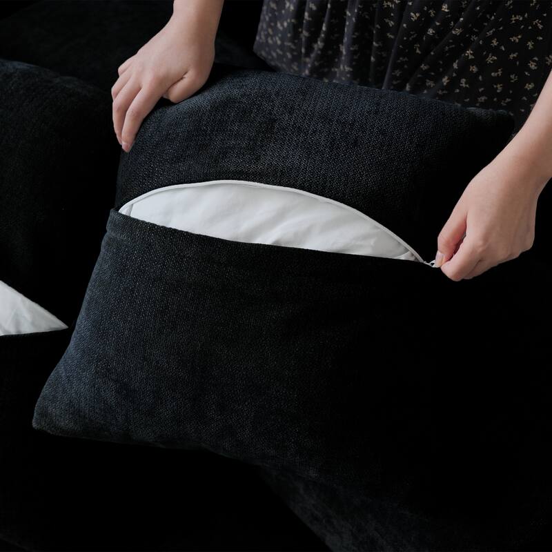 144.17" Linen Sectional Sofa U-shaped Modular Couch Wide Armrest Sofa with Pillows for Living Room