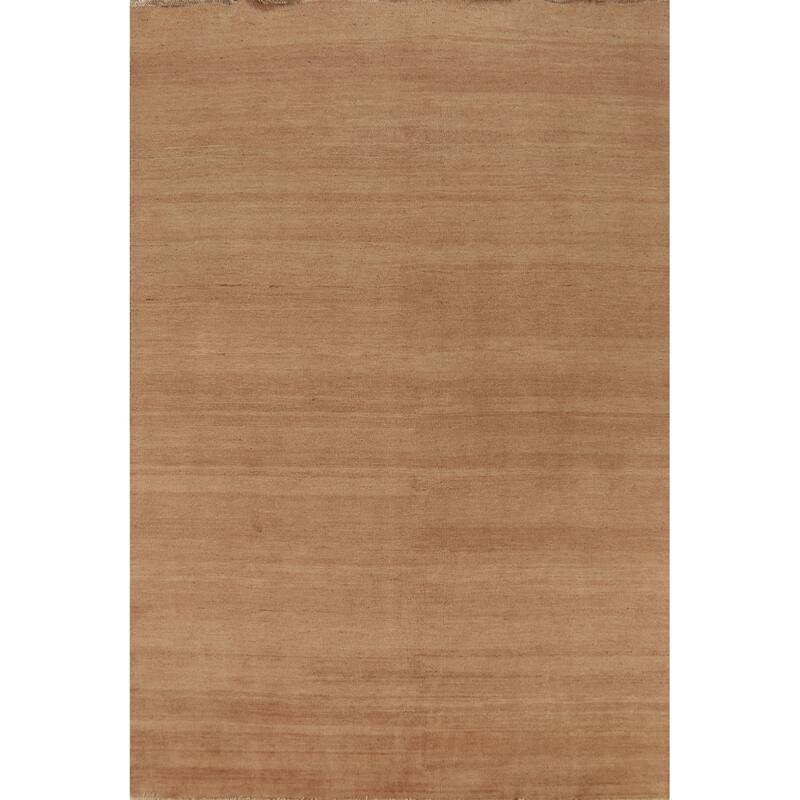 Light Brown Modern Gabbeh Oriental Area Rug Hand-Knotted Wool Carpet - 6'7" x 9'10"