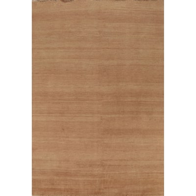 Light Brown Modern Gabbeh Oriental Area Rug Hand-Knotted Wool Carpet - 6'7" x 9'10"