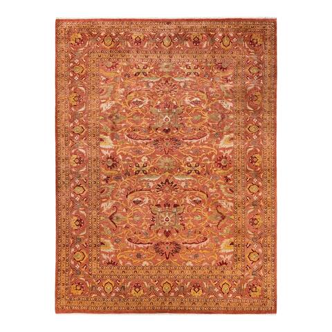 Eclectic, One-of-a-Kind Hand-Knotted Area Rug - Pink, 9' 2" x 12' 1" - 9' 2" x 12' 1"