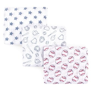 Hudson Baby Infant Boy Cotton Muslin Swaddle Blankets, Baseball, One Size - Baseball - 3-Pack