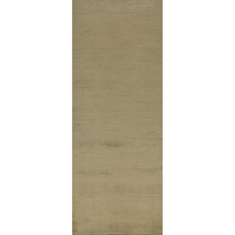 Gabbeh Oriental Runner Rug Hand-Knotted Solid Wool Carpet - 2'7"x 9'4"