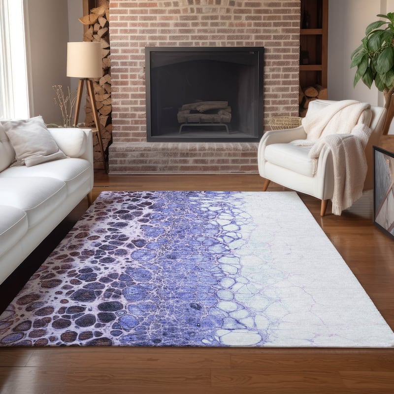 Machine Washable Indoor/ Outdoor Chantille Abstract Cobblestone Rug