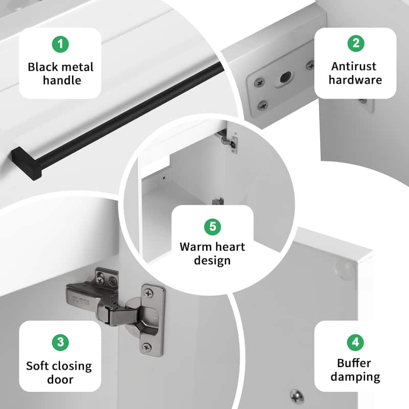 BNK 16/18 Inch Single Sink Bathroom Vanity with Soft Close Door