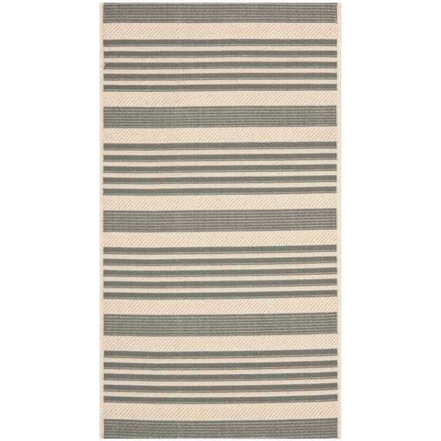 SAFAVIEH Courtyard Charmaine Indoor/ Outdoor Waterproof Area Rug - 2' x 3'7" - Grey/Bone