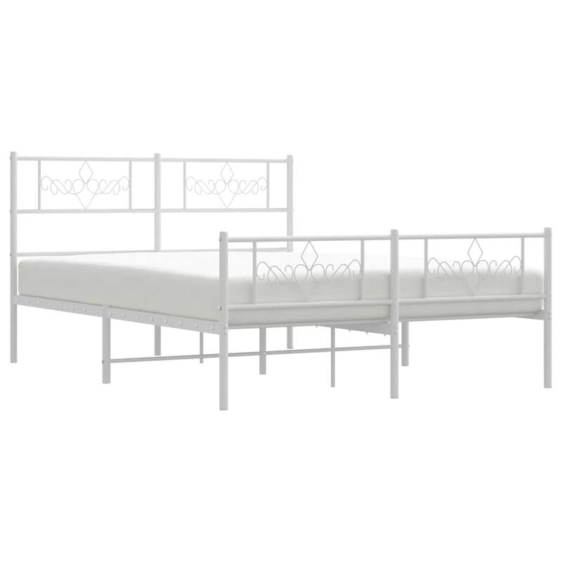 vidaXL 12 Inches White Queen Metal Bed Frame No Mattress - 81.5" x 61.4" x 35.4"