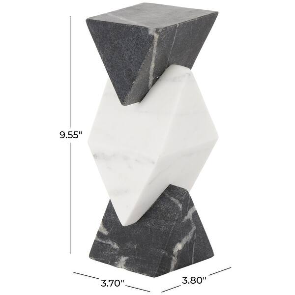 dimension image slide 1 of 2, White Marble Stacked Pyramid Geometric Decorative Sculpture