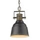 preview thumbnail 1 of 2, Golden Lighting Quarry 9" Wide Mini Pendant Antique Black Iron