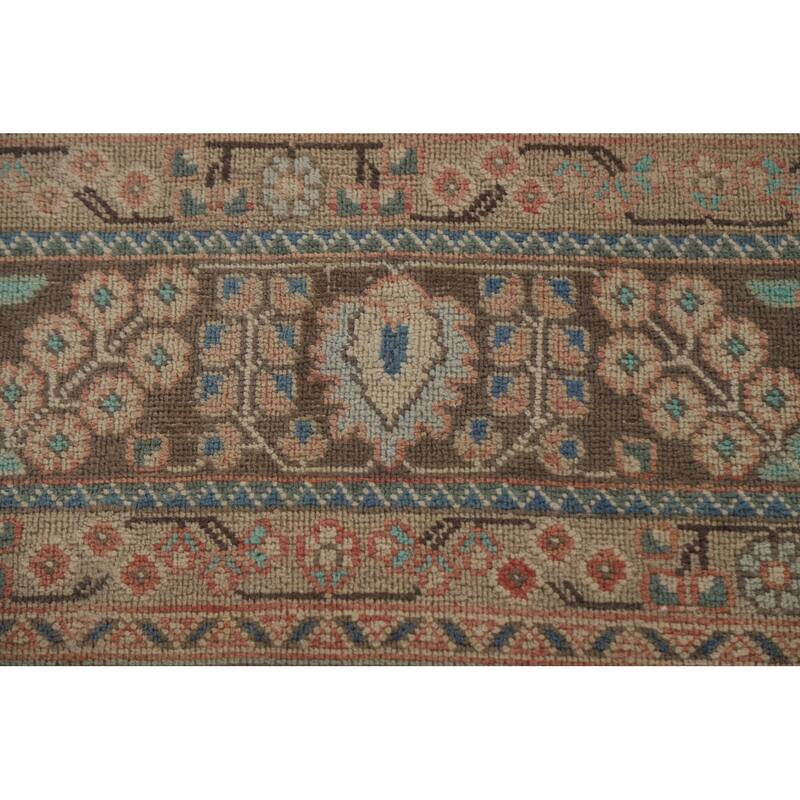 Hand Knotted Oriental 100% Wool Carpet Traditional Floral Pink Mashad Area Rug - 9' 5'' X 6' 2''