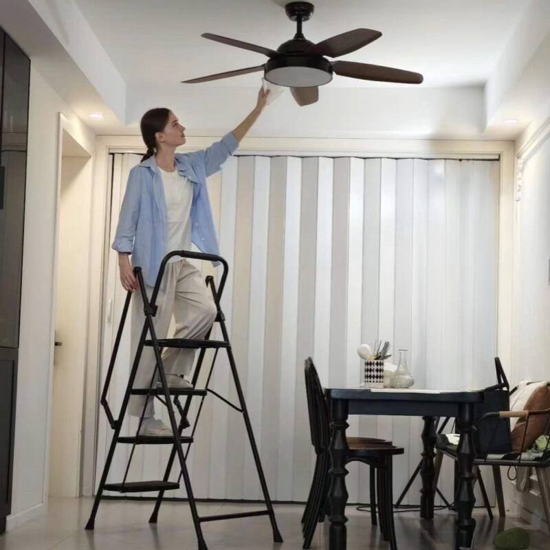 Anmytek 4 Step Folding Ladder with Wide Anti Slip Pedals and Safety Handrail Sturdy Steel Step Stool for Home and Office