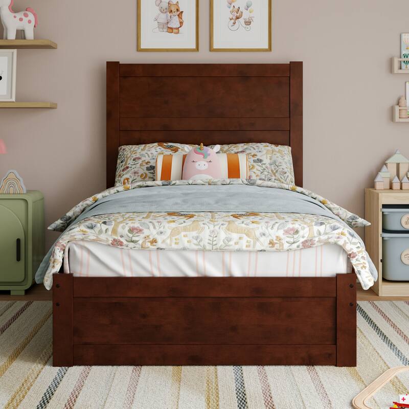 Aveline Wood Platform Bed with Matching Footboard & Trundle