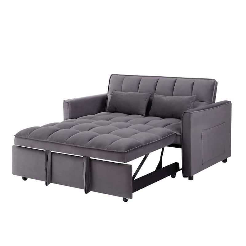 Convertible Sofa Bed, Modern Velvet Double Sofa Futon Sofa Bed