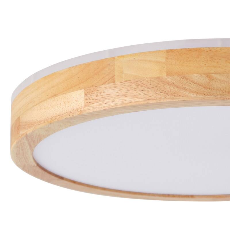 Modern Wood Grain Flush Mount Ceiling Light Milky White LED Fixture for Living Room Bedroom