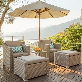 COSIEST 5-piece Outdoor Patio Wicker Conversation Sofa Set