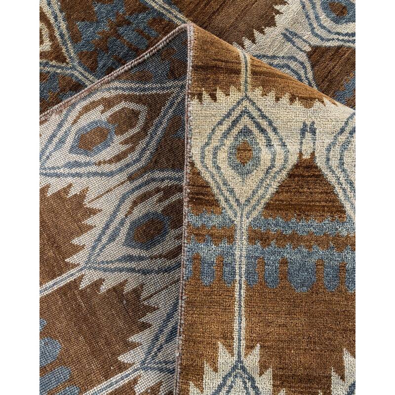 Ikat One-of-a-Kind Hand-Knotted Area Rug - Brown, 8' 2" x 10' 2" - 8' 2" x 10' 2"