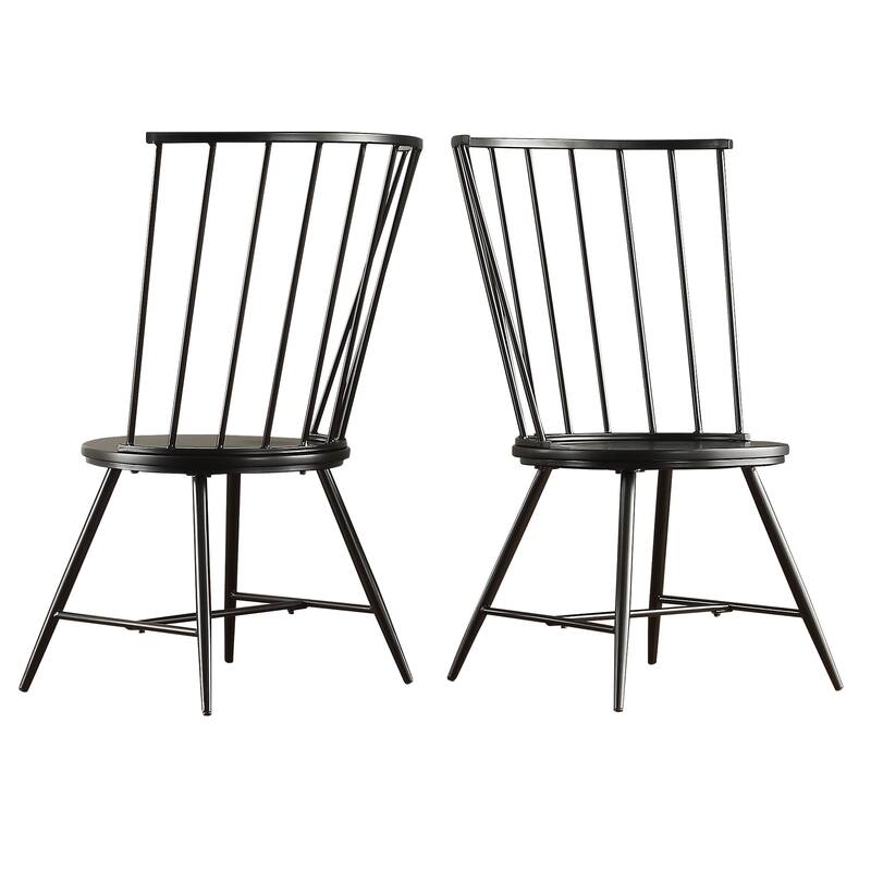 Truman High Back Metal and Wood Spindle Dining Chair (Set of 2) by iNSPIRE Q Modern - Black