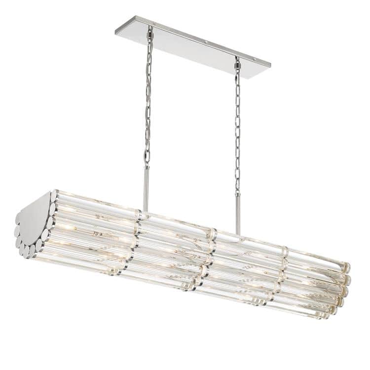 Libby Langdon for Crystorama Elliot 6 Light Polished Nickel Linear Chandelier - 48'' W x 6.79'' H x 11'' D