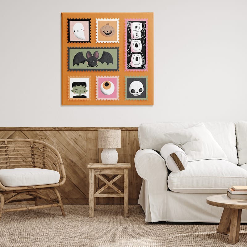 Stupell Spooky Cute Halloween Stamps Canvas Wall Art Design By Sarah Hickman