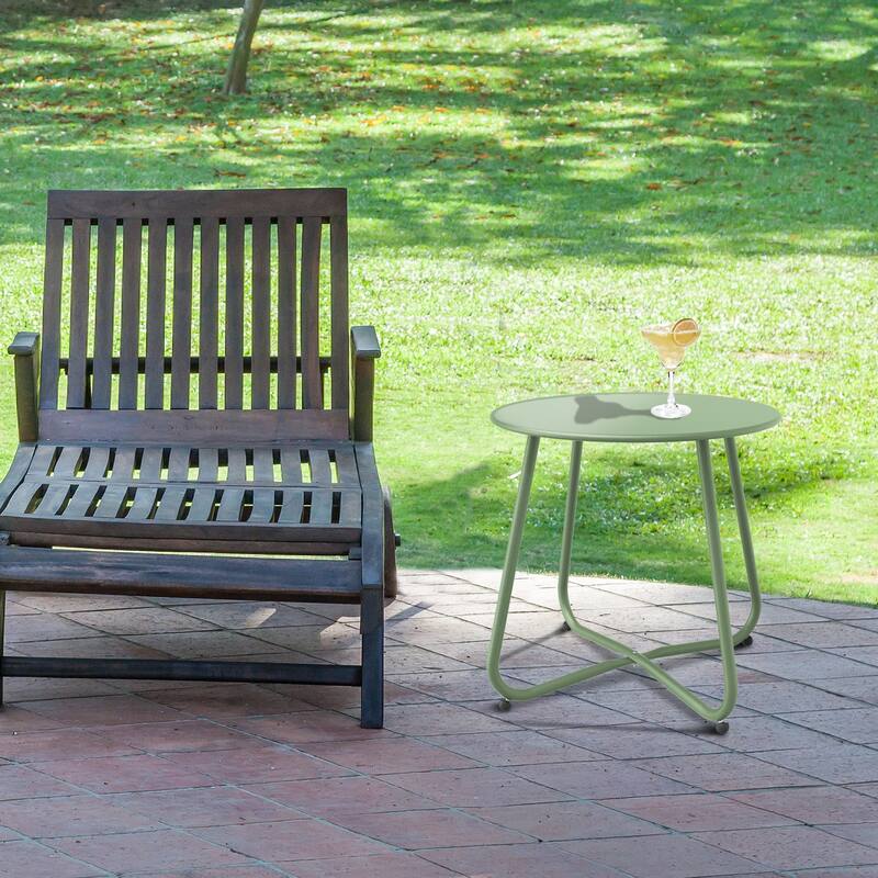 18 in. Small Round Side Table Outdoor Side Table Patio End Table