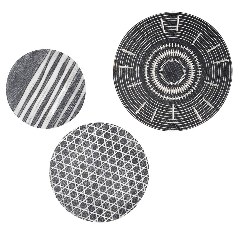 Contemporary Round 3-Piece Wall Decor Set - Dark Grey