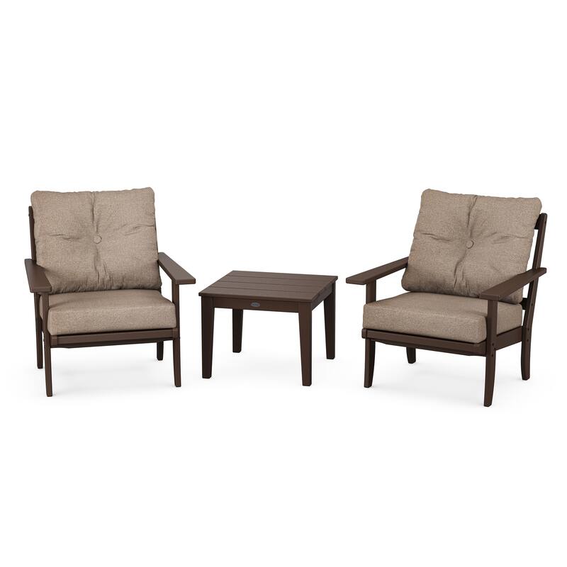 POLYWOOD Canyon 3-Piece Deep Seating Set - Mahogany / Spiced Burlap