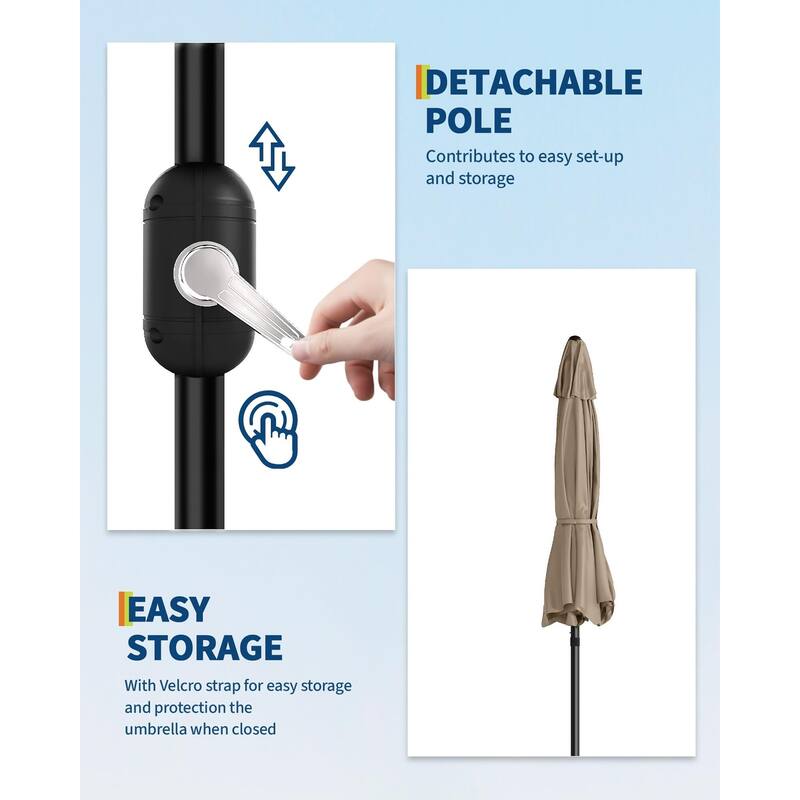 Coromose 7.5FT Patio Umbrella Outdoor, 6 Sturdy Ribs UV Protection,for Deck Poolside Backyard