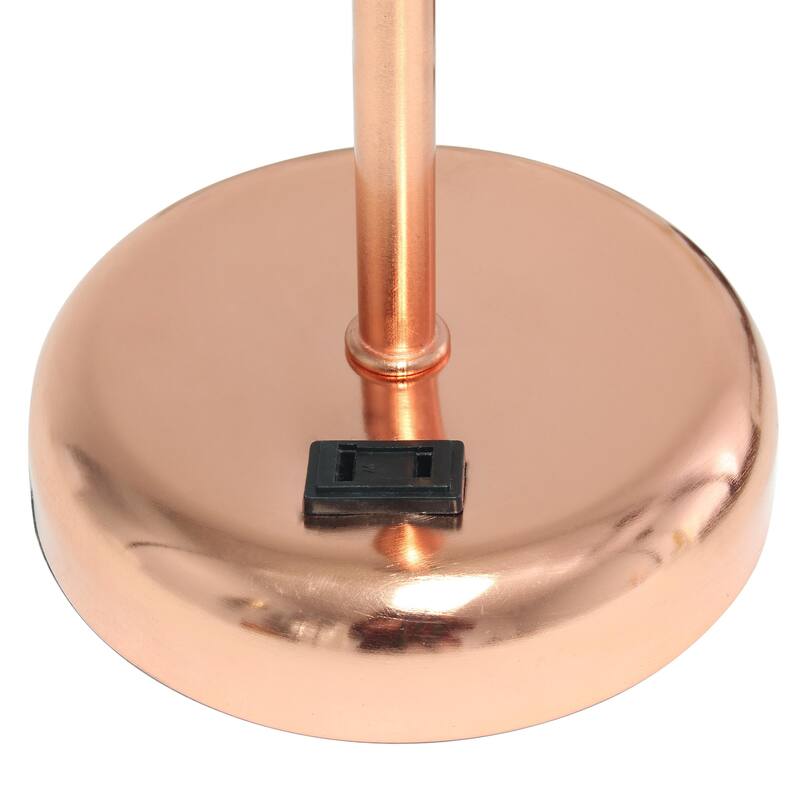 19.5 in. Rose Gold Finish Table Lamp with White Shade, Durable Stick Lamp for End/Side Tables