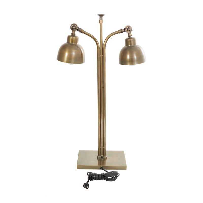 Silver or Brass Stainless Steel Desk Lamp with Dual Shades