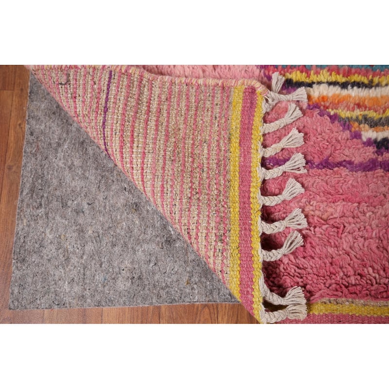 Pink Plush Moroccan Area Rug Handmade Wool Carpet - 7'11" x 10'10"