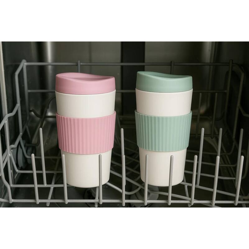 Mesa Hot Double Wall Travel Tumbler, Pink & Green, 20 oz, Set of 2