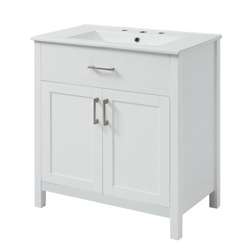 30-Inch Bathroom Vanity with Ceramic Sink and Ample Storage