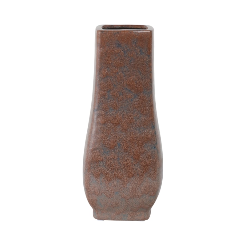 Metal Vase Geometric Textured Design and Sculptural Curved Silhouette