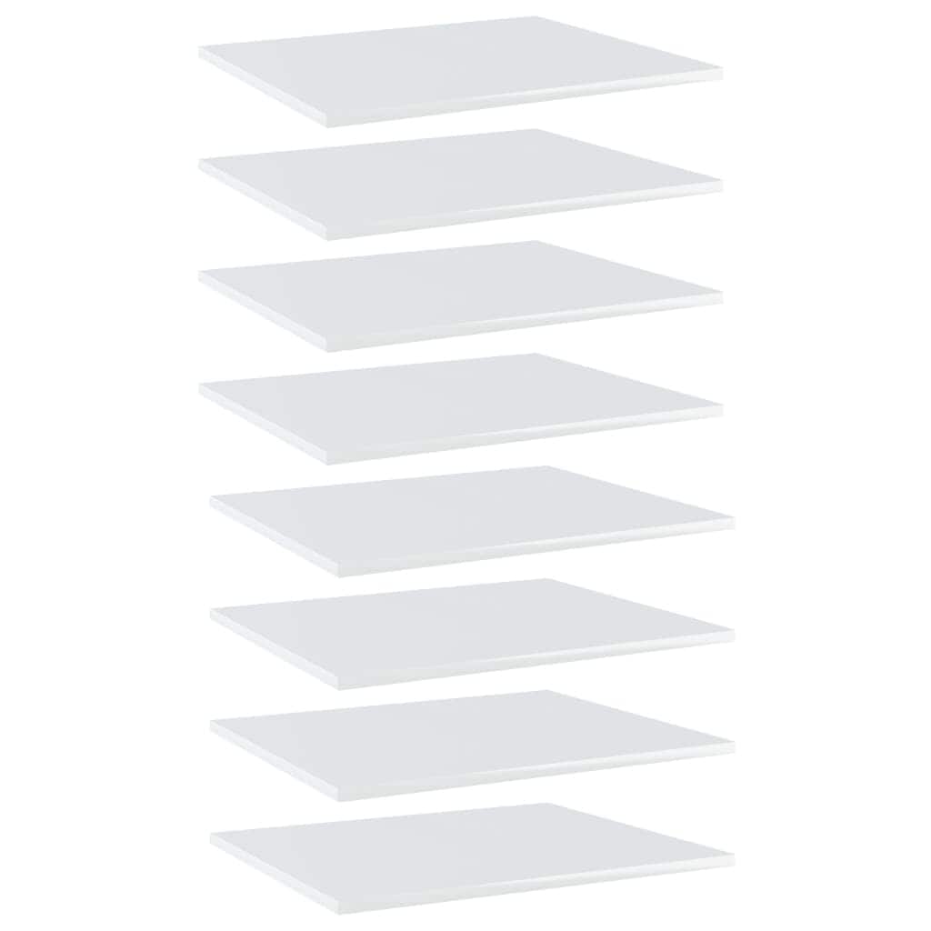 vidaXL Bookshelf Boards 8 pcs High Gloss White 23.6"x19.7"x0.6" Chipboard