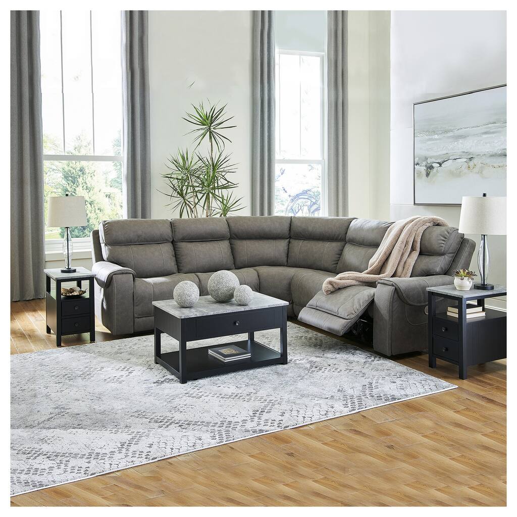 Signature Design by Ashley Starbot Gray 5-Piece Power Reclining Sectional - 131"W x 131"D x 42"H