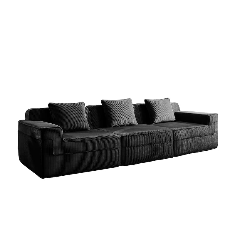 GDFStudio - Modular 3-Seater 117.3" Corduroy Boneless Cloud Sofa