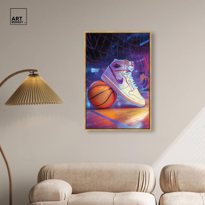 Neon Basketball Court Canvas by Art Remedy