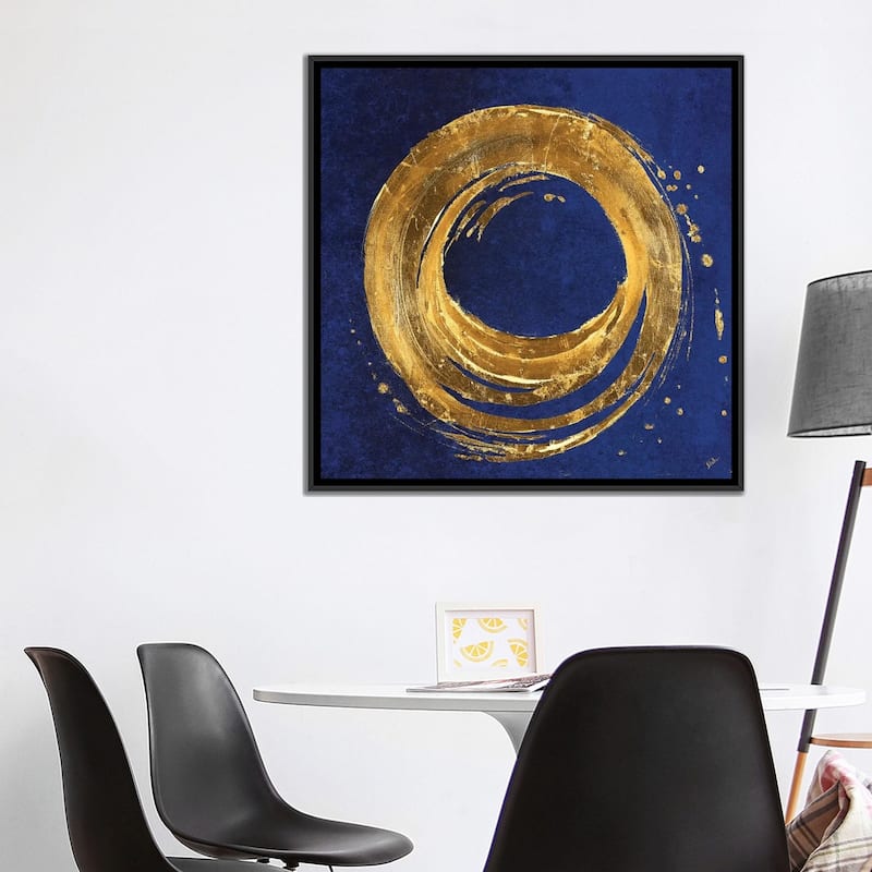 iCanvas "Gold Circle on Blue" by Patricia Pinto Framed Canvas Print