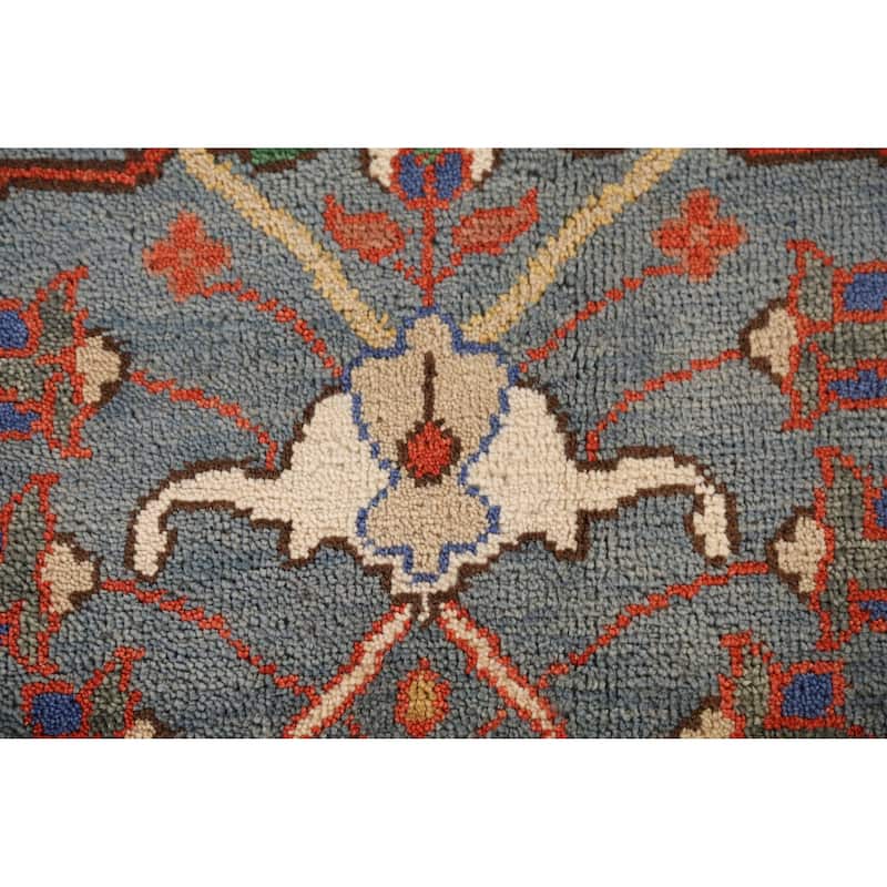 Heriz Serapi Indian Area Rug Handmade Traditional Blue Wool Carpet - 7'11" x 9'10"