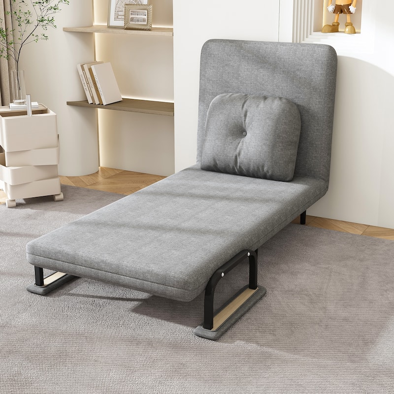 Folding Sofa Bed 3-in-1 Convertible Chair, Lounge Chair with 5-Position Adjustable Backrest, Sleeper Bed with Pillow
