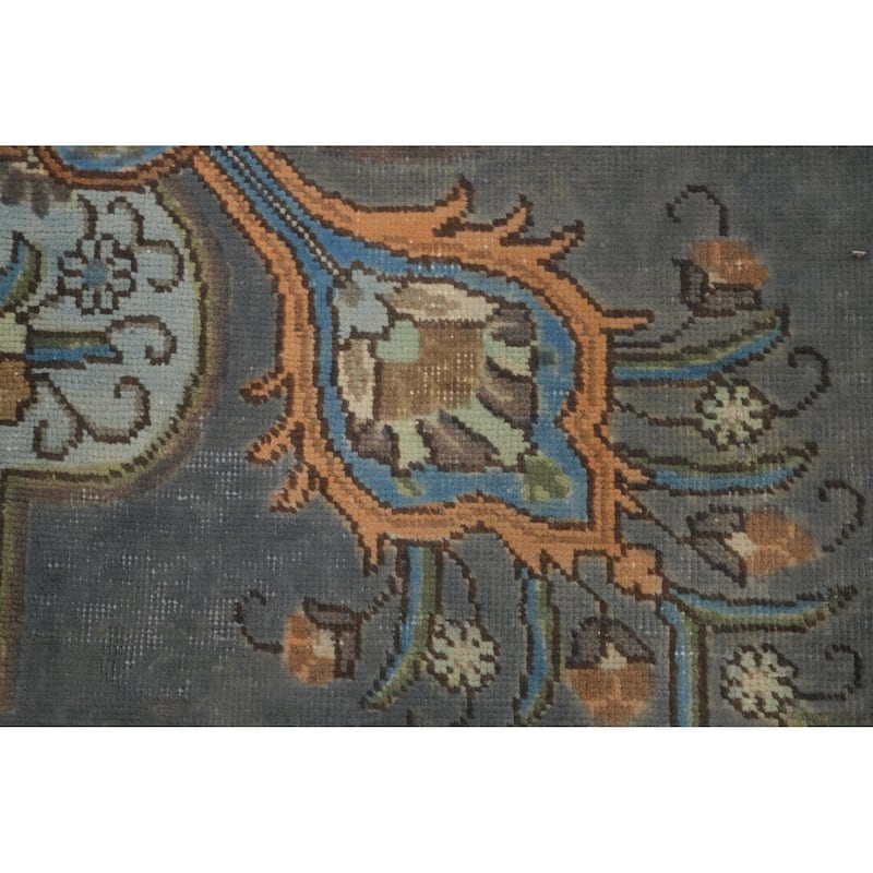 Hand Knotted Oriental 100% Wool Carpet Traditional Floral Greys & Charcoal Tabriz Area Rug - 12' 7'' X 9' 6''