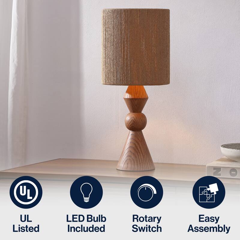 Orbic Taper 23.5" Resin/Metal LED Table Lamp with Paper Rope Shade, By JONATHAN Y