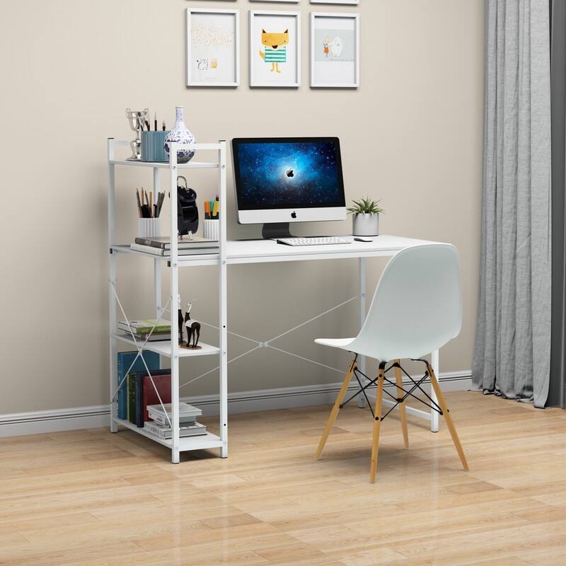 3 storage shelving desk with bookshelf Study desk with pylon for home office