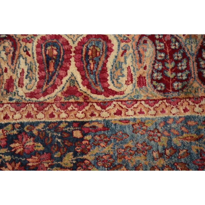 Hand Knotted Oriental 100% Wool Carpet Traditional Floral Navy Blue & Blues Kerman Area Rug - 6' 0'' X 4' 8''