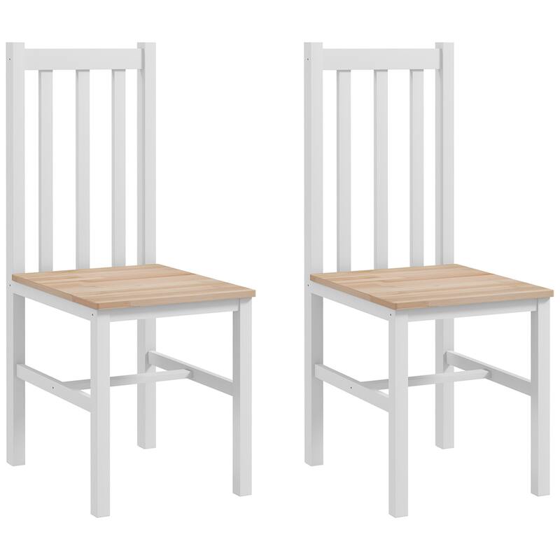 Farmhouse Solid Wood Armless 2 Piece Kitchen Dining Chairs with Slatted Backs for Dining Room Kitchen Living Room Bedroom