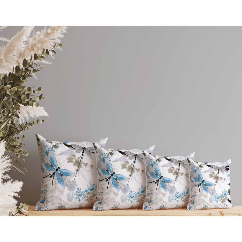 Wings in Motion Faux Suede Reversible Throw Pillow Blue and Grey
