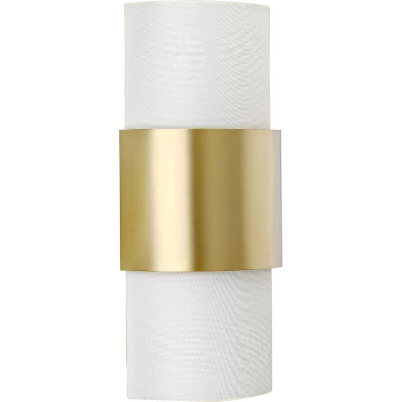 Silva Collection Two-Light Brushed Bronze White Linen Shade Wall Sconce - 7.87 in x 4.87 in x 17 in