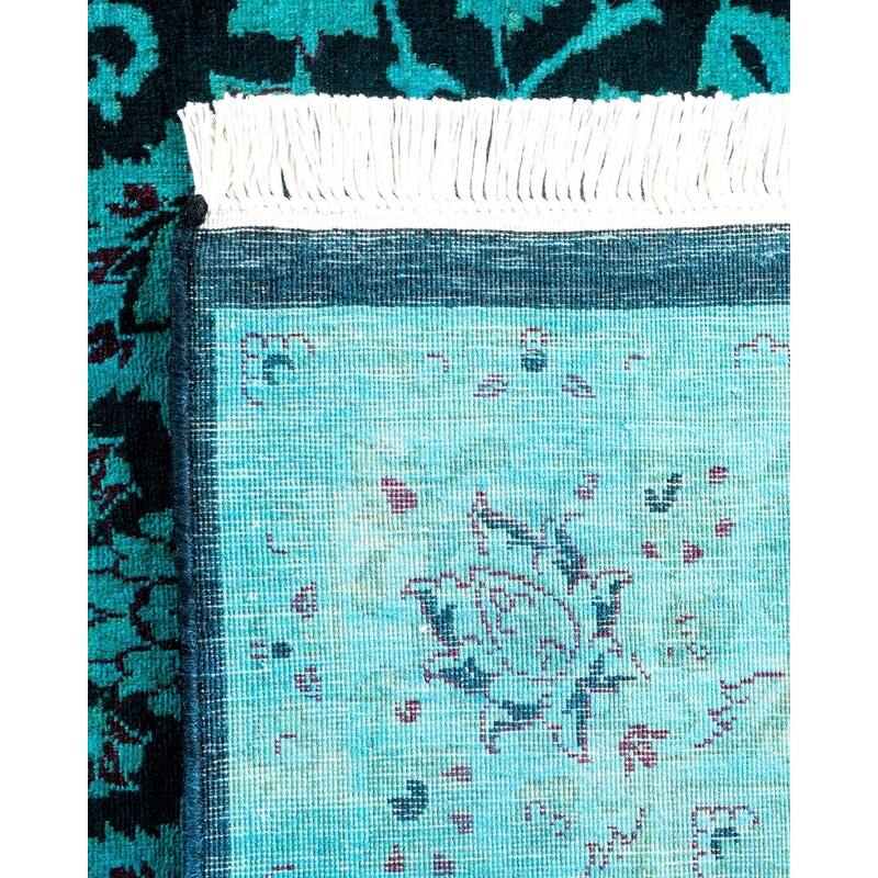 Overton Hand Knotted Wool Vintage Inspired Modern Contemporary Overdyed Blue Area Rug - 4' 1" x 6' 5"